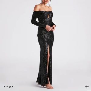 Windsor Black Long Sleeve Sequin Formal Dress. Size XS